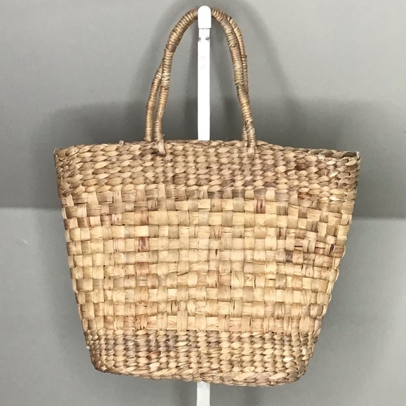 Large Straw Tote Bag Embroidery Natural Neutral Coastal Grandmother Grandma - Picture 2 of 7